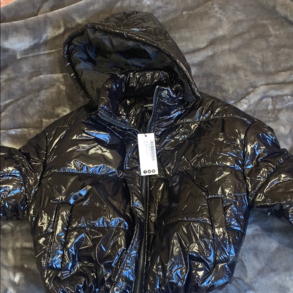 Vinyl puffer coat